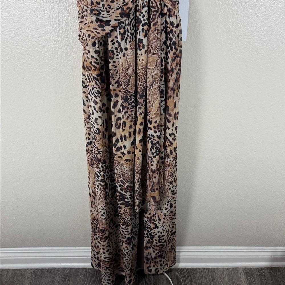 Michael Costello × REVOLVE Natalia Gown in Leopard Brown Animal Medley - Picture 5 of 10